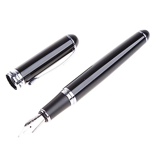 Jinhao X750 Füllfederhalter, Deluxe-Feder, 18 kgp, Business-Feder M Feder, Kalligraphie-Stift, Schüler, Schulbedarf, klassisches Schreibwerkzeug, Edelstahl, rechts und links, Schwarz von Saiyana