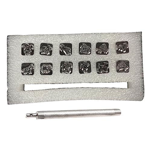 Metall Stamping Tool 12 Chinesische Sternzeichen Stempelwerkzeuge Set Lederhandwerk Stamping Werkzeuge für Anfänger und Profis Metall Leder Stamping Tool 12 Chinesische Sternzeichen Stempelwerkzeuge von Saiyana