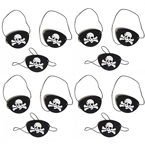 Piraten-Augenklappen, Filz, Piratenauge, Totenkopf-Auge, Skelett, Kapitänsauge, Piraten-Themenparty, Dekoration, Piratenauge für Kinder, Party, Auge, Kinder, Totenkopfauge, Skelettauge, 12 Stück von Saiyana