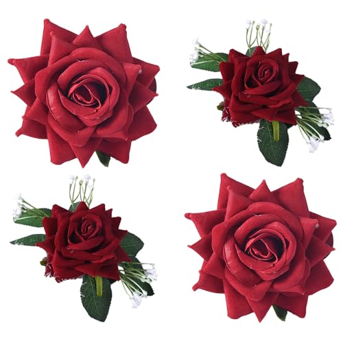 Saiyana 4 Stücke Blumen Vorhang Holdbacks Klemme Künstliche Rose Fenster Drapieren Raffhalter Clips Zubehör Für Hochzeitsdekorationen von Saiyana