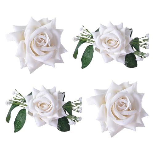 Saiyana 4 Stücke Blumen Vorhang Holdbacks Klemme Künstliche Rose Fenster Drapieren Raffhalter Clips Zubehör Für Hochzeitsdekorationen von Saiyana