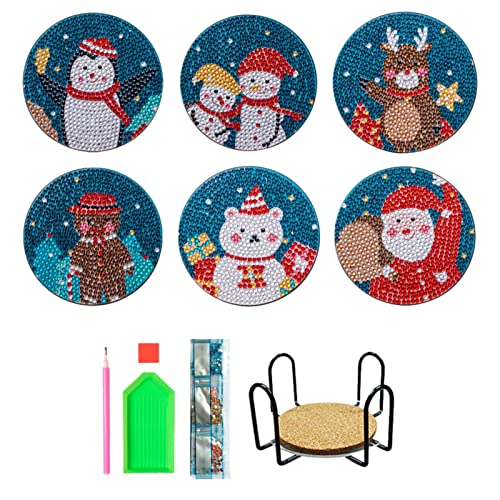 Sakamura Weihnachtsdiamant-Malerei-Untersetzer - Weihnachtsuntersetzer Diamonds Painting Kits | Diamant-Malsets für Erwachsene, änger, Erwachsene, Kinder von Sakamura