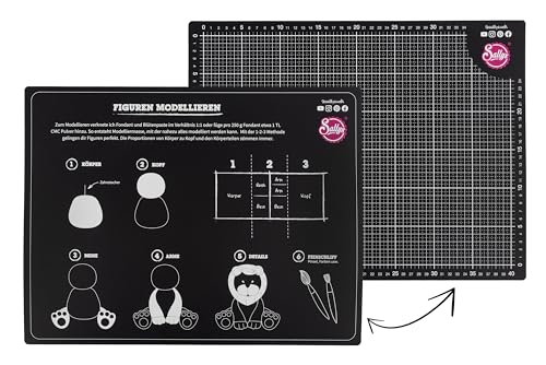 Sallys Schneidematte A3 Cutting Mat (44 x 34 cm, 3 mm dick) selbstheilende Oberfläche, beidseitig verwendbar, rutschfest, millimetergenaues Raster zum perfekten Abmessen von Sallys