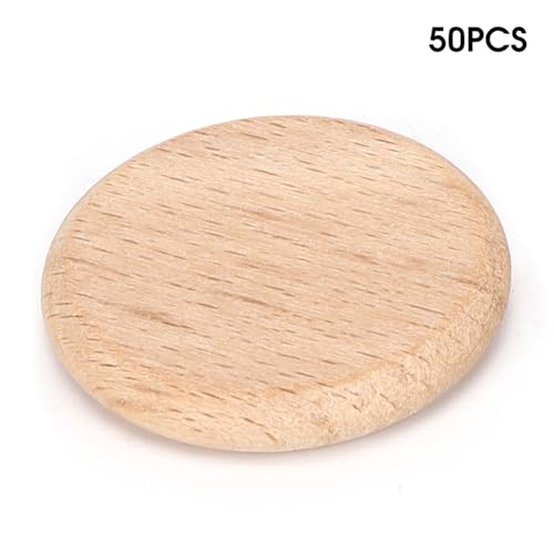 Hochwertige Holzrohlinge aus Buchenholz, 3,8 Cm, Runde Holzspäne, Ideal für Selbstgemachte Handgemachte Dekoration – 50 Stück Zum Basteln und Malen (3,8 cm) von Saluaqui