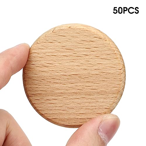 Hochwertige Holzrohlinge aus Buchenholz, 3,8 Cm, Runde Holzspäne, Ideal für Selbstgemachte Handgemachte Dekoration – 50 Stück Zum Basteln und Malen (6CM) von Saluaqui