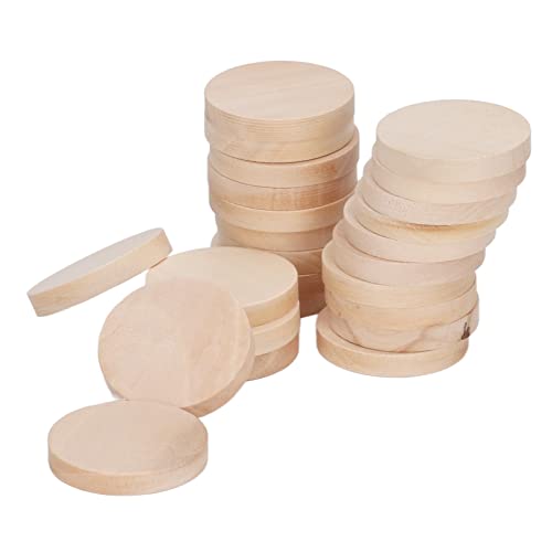 Robuste Runde Holzmünzen Zum Basteln und Heimwerken, 50-teiliges Set, Natürliche Platane-Holzscheiben Zum Malen, Färben und Dekorieren, 3,1 Cm, Unlackierte Holzkreise für Zuhause von Saluaqui