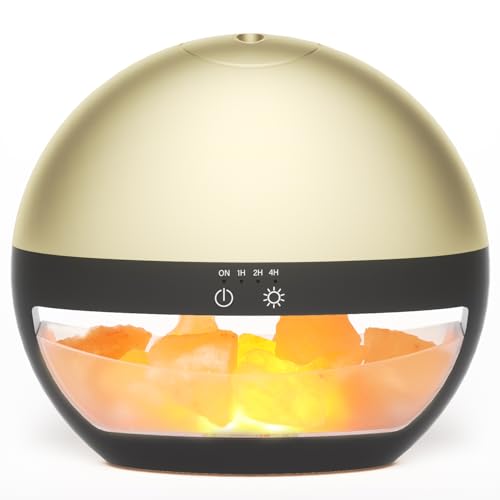 SALUBRITO Aroma Diffuser Salzlampe, Himalaya Salz Diffusor für Ätherische Öle, Ultraschall Aromatherapie Diffuser für Duftöl, Luftbefeuchter Diffuser für Zuhause Büro Yoga von Salubrito