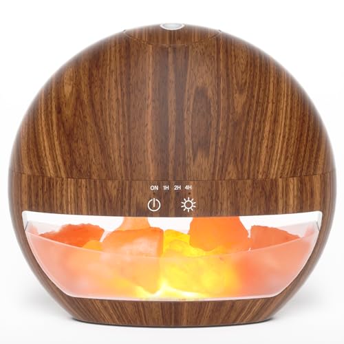 SALUBRITO Aroma Diffuser & Salt Range Pakistan Leuchte, 100ml Diffusor für Ätherische Öle, Aromatherapie Diffuser Luftbefeuchter für Duftöl, Geschenk für Frauen - Dunkles Holz von Salubrito