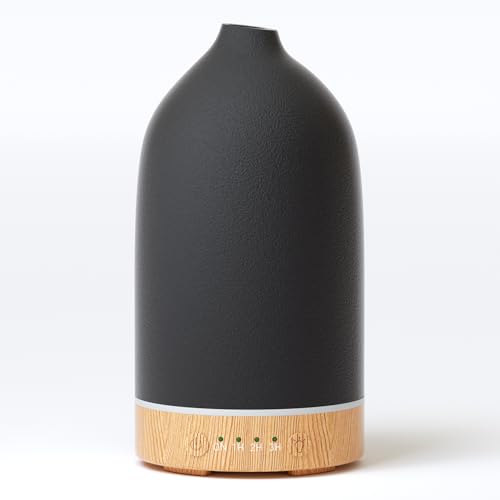 SALUBRITO Keramik Aroma Diffuser, Schwarz Diffusor für Ätherische Öle, Ultraschall Luftbefeuchter Duftöl Diffuser, Aromatherapie Diffusor für Duftöle von Salubrito