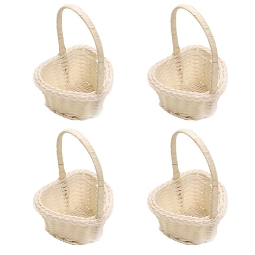 4 Stück Blumenmädchen Korb | Hochzeits-Blumenkorb | Körbchen Weidenkorb | Rattan Basket Hochzeit Streukorb Blumenmädchen Körbchen Handgeflochtener Blumenkorb Blumenkinder für Hochzeit Garten Deko von Salyeeluly