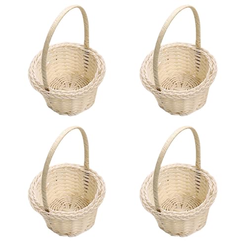 4 Stück Blumenmädchen Korb | Hochzeits-Blumenkorb | Körbchen Weidenkorb | Rattan Basket Hochzeit Streukorb Blumenmädchen Körbchen Handgeflochtener Blumenkorb Blumenkinder für Hochzeit Garten Deko von Salyeeluly