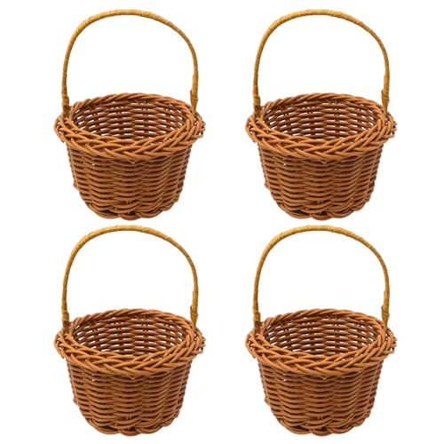 4 Stück Blumenmädchen Korb | Hochzeits-Blumenkorb | Körbchen Weidenkorb | Rattan Basket Hochzeit Streukorb Blumenmädchen Körbchen Handgeflochtener Blumenkorb Blumenkinder für Hochzeit Garten Deko von Salyeeluly