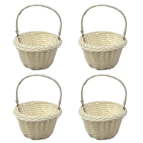 4 Stück Blumenmädchen Korb | Hochzeits-Blumenkorb | Körbchen Weidenkorb | Rattan Basket Hochzeit Streukorb Blumenmädchen Körbchen Handgeflochtener Blumenkorb Blumenkinder für Hochzeit Garten Deko von Salyeeluly