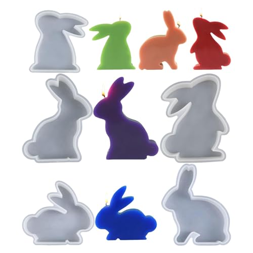 5 Stück Osterhase Silikonform | Silikonformen Gießformen Osterhase | 3D Kaninchen Gießform Ostern | Silikonform Zum Gießen Ostern Hase Silikonformen Tiere für Gips, Sojawachs Kerzen, Handwerk von Salyeeluly