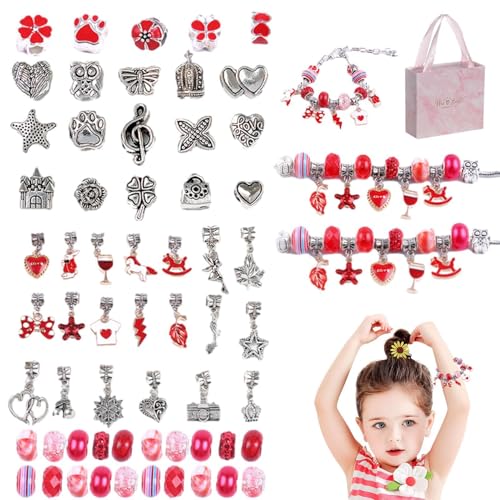 Salyeeluly Armband-Herstellungsset für Mädchen, Schmuckherstellungs-Set für Mädchen | Handgefertigtes Perlenherstellungsset, Perlenarmband-Set,Trendiges Charm-Armband-Halsketten-Set für Kinder, von Salyeeluly