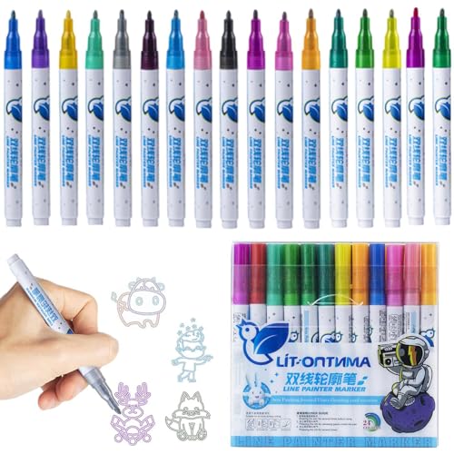 Salyeeluly Schimmer-Marker, doppelt liniert, schimmernd, Zeichenstifte, 24 Farben, glitzernde Zeichenstifte für Grußkarten, Scrapbooking, Kunsthandwerk von Salyeeluly