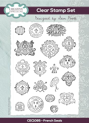 Sam Poole CEC1085 Creative Expressions French Seals 6 in x 8 in Clear Stamp Transparentes Stempel-Set, farblos, 6 x 8 in von Sam Poole