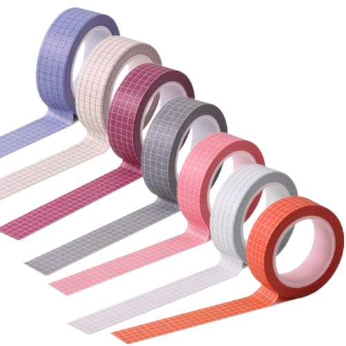 SamHeng 7 Rollen Washi Tape, 15mm Breit Netzmuster Masking Tape Washi Klebeband Papierbänder, 10m Dekorative Abdeckband für DIY Basteln Geschenk Verpackung Planer Scrapbooking Journals von SamHeng