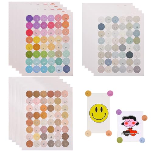 SamHeng 720 Stück Emoji Aufkleber, Selbstklebend Emoticon Aufkleber 15mm Bunt Klebepunkte Stimmungs Aufkleber Lustige Gesichter Scrapbooking Sticker für Telefon Laptop Bastelprojekte Wanddekoraiton von SamHeng