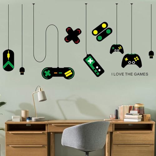 SamHeng Gamer Controller Wandaufkleber für Jungenzimmer, Abnehmbar Spielcontroller Wandtattoos Spielzimmer Wandkunst Wandbild für Teenager Kinder Kinderzimmer Wohnzimmer Wand Sticker Wanddeko von SamHeng