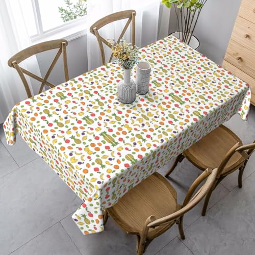 Rechteckige Tischdecke mit Bananen-Erdbeer-Ananas-Druck, waschbar und perfekt für drinnen und draußen, klassische Küchendekoration von SamLng