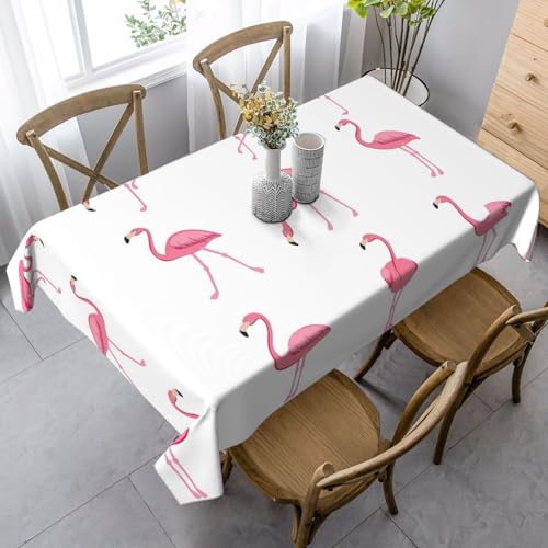 Rechteckige Tischdecke mit Flamingos auf weißem Druck, waschbar und perfekt für den Innen- und Außenbereich, klassische Küchendekoration von SamLng