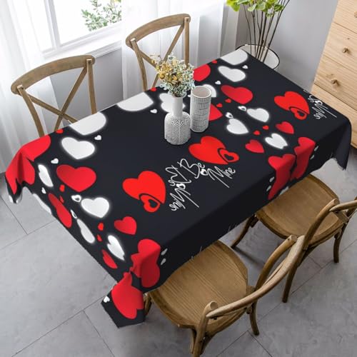 SamLng Rechteckige Tischdecke mit Aufdruck "Happy Valentine's Day", waschbar und perfekt für drinnen und draußen, klassische Küchendekoration von SamLng