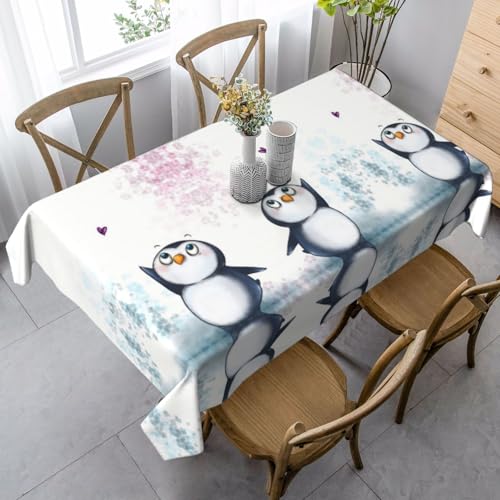 SamLng Rechteckige Tischdecke mit Aufschrift "I Love Penguins", waschbar und perfekt für drinnen und draußen, klassische Küchendekoration von SamLng