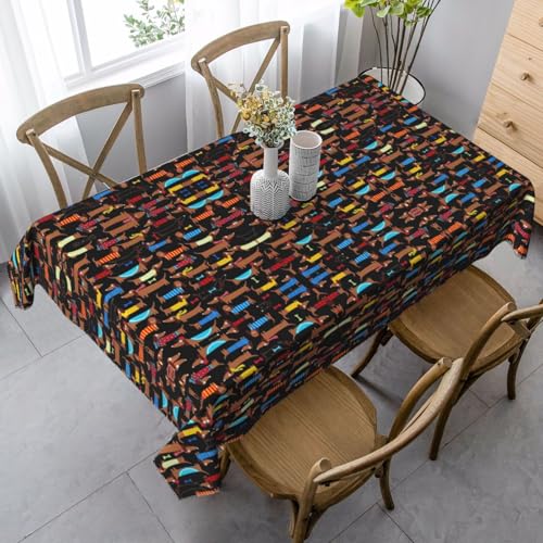 SamLng Rechteckige Tischdecke mit Dackel-Aufdruck "I Love My Dog", waschbar und perfekt für drinnen und draußen, klassische Küchendekoration von SamLng