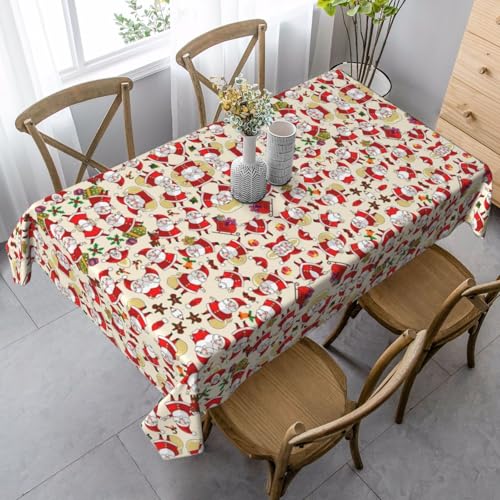 SamLng Rechteckige Tischdecke mit Weihnachtsmann-Motiv, waschbar, perfekt für drinnen und draußen, klassische Küchendekoration von SamLng