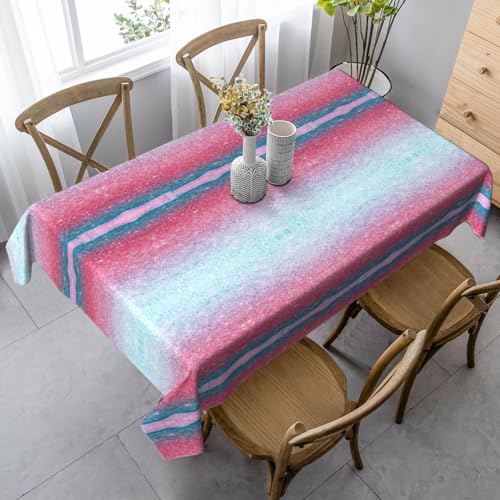 SamLng Rechteckige Tischdecke mit blau-rosa und violetten Pastellfarben, waschbar und perfekt für den Innen- und Außenbereich, klassische Küchendekoration von SamLng