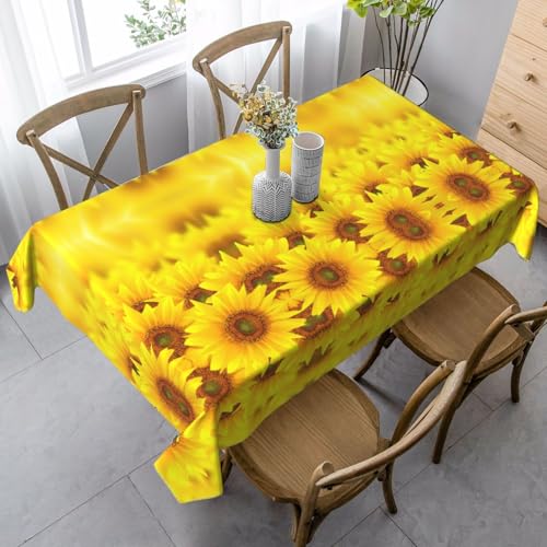 SamLng Rechteckige Tischdecke mit gelbem Sonnenblumen-Druck, waschbar und perfekt für den Innen- und Außenbereich, klassische Küchendekoration von SamLng