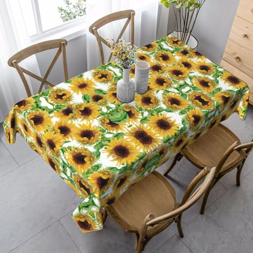 SamLng Rechteckige Tischdecke mit gelbem Sonnenblumen-Druck, waschbar und perfekt für den Innen- und Außenbereich, klassische Küchendekoration von SamLng