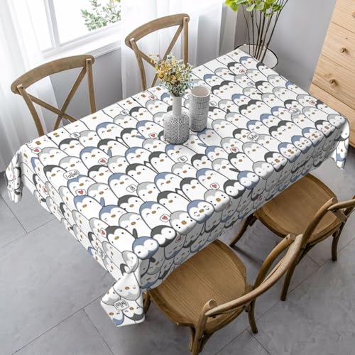 SamLng Rechteckige Tischdecke mit niedlichem Pinguin-Druck, waschbar und perfekt für drinnen und draußen, klassische Küchendekoration von SamLng