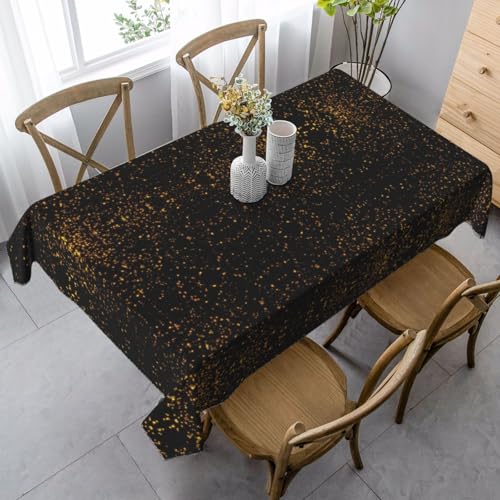 SamLng Rechteckige Tischdecke mit schwarz-goldenem Tapetendruck, waschbar und perfekt für drinnen und draußen, klassische Küchendekoration von SamLng