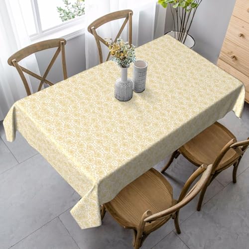 SamLng Rechteckige Tischdecke mit vielen goldenen Blumen, waschbar und perfekt für den Innen- und Außenbereich, klassische Küchendekoration von SamLng