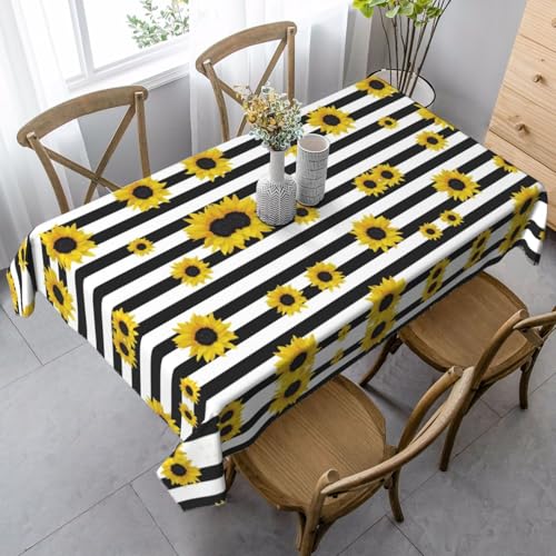 SamLng Stilvolle rechteckige Tischdecke mit Sonnenblumen-Druck, waschbar und perfekt für den Innen- und Außenbereich, klassische Küchendekoration von SamLng