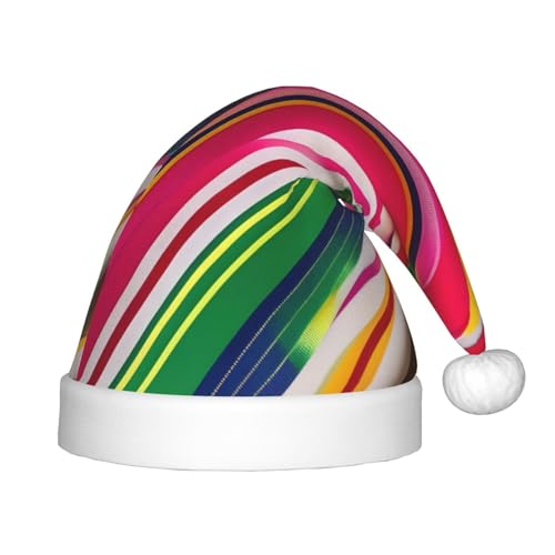 SamLng Weihnachtsmütze mit Regenbogenstreifen, warme Weihnachtsmütze, perfekt für Weihnachten, Neujahrsparty, Festival, idealer Kopfschmuck für Kinder von 4–12 Jahren von SamLng