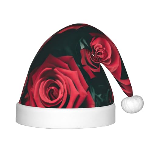 SamLng Weihnachtsmütze mit roter Rose, warmer Urlaubsmütze, perfekt für Weihnachten, Neujahrsparty, Festival, idealer Kopfschmuck für Kinder von 4–12 Jahren von SamLng