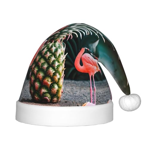 Weihnachtsmütze mit Ananas-Flamingo-Motiv, warmer Urlaubsmütze, perfekt für Weihnachten, Neujahrsparty, Festival, idealer Kopfschmuck für Kinder von 4–12 Jahren von SamLng