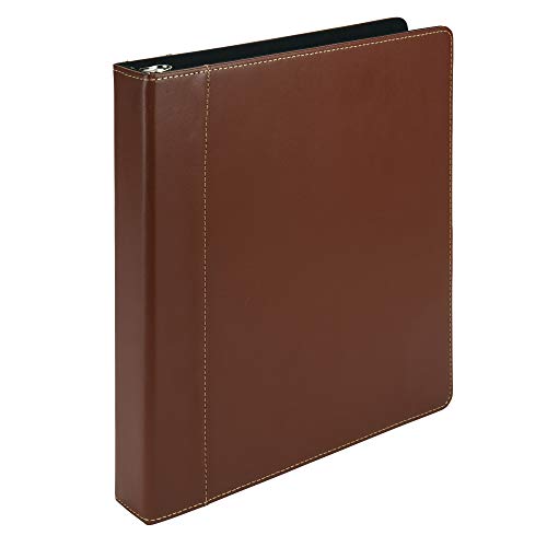 Samsill Kontrastnähte Leder 3-Ringbuch/Portfolio/Organizer/Planer, 3-Ringbuch 2,5 cm, für 200 Blatt (21,6 x 28,9 cm), hellbraun von Samsill