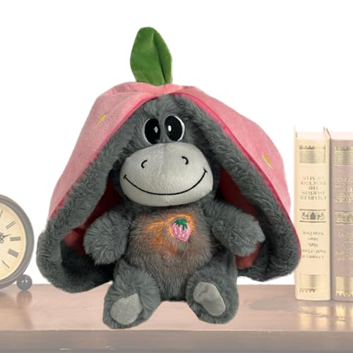 Samuliy Breathing Sleep Buddy,Atmendes Eselspielzeug - Fruchtesel Plüschtier | Cartoon-Tier-Plüschtiere mit realistischen Atembewegungslichtern und Musik, Musik-Frühpädagogik-Puppen-Plüschkissen für von Samuliy