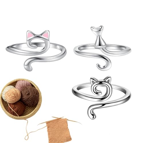 Samuliy Häkelgarn-Spannring, Häkelschlaufenring-Set, 3 Stück, niedlicher Häkelring, Fadenring, glatte Garnführung für Muttertag, Erntedankfest, Geschenke von Samuliy