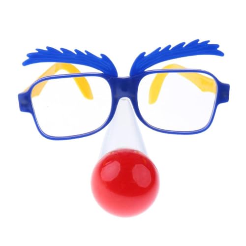 Samuliy Lustige Clown-Brille, Lustige Nasen-Verkleidungsbrille - Niedliche Brillen-Cosplay-Fotografie-Requisite - Unisex-Brille mit gefälschter Clownnase und LED-Nase für Rollenspiele auf der Bühne von Samuliy