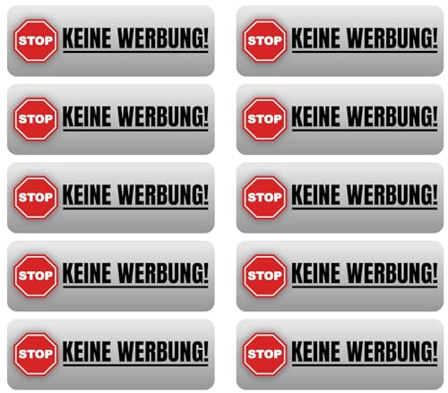 Samunshi® 10x Keine Werbung Aufkleber | Aufkleber Keine Werbung Grau | Keine Kostenlose Zeitungen Sticker Aufkleber Briefkasten Bitte Keine Werbung Schild 7cm Set von Samunshi