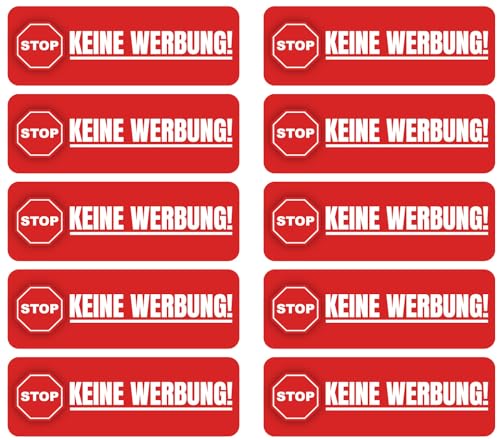 Samunshi® 10x Keine Werbung Aufkleber | Aufkleber Keine Werbung Rot | Keine Kostenlose Zeitungen Sticker Aufkleber Briefkasten Bitte Keine Werbung Schild 7cm Set von Samunshi