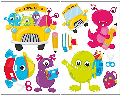 Samunshi® 11x Wandtattoo Schulbus Monster Set Wandbilder Kinderzimmer Deko Junge Wandtattoo Kinderzimmer Mädchen Wandsticker 2x 16x26cm von Samunshi