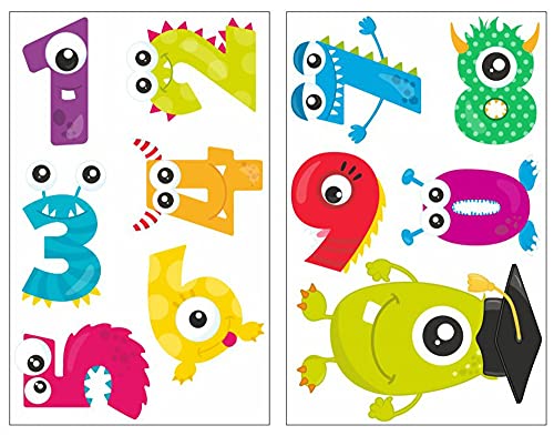 Samunshi® 11x Wandtattoo Zahlen Monster Set Wandbilder Kinderzimmer Deko Junge Wandtattoo Kinderzimmer Mädchen Wandsticker Kinderzimmer 2x 16x26cm von Samunshi