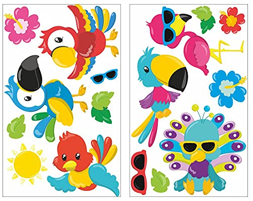 Samunshi® 16x Wandtattoo Exotische Vögel Set Wandbilder Kinderzimmer Deko Junge Wandtattoo Kinderzimmer Mädchen Wandsticker Kinderzimmer 2x 16x26cm von Samunshi