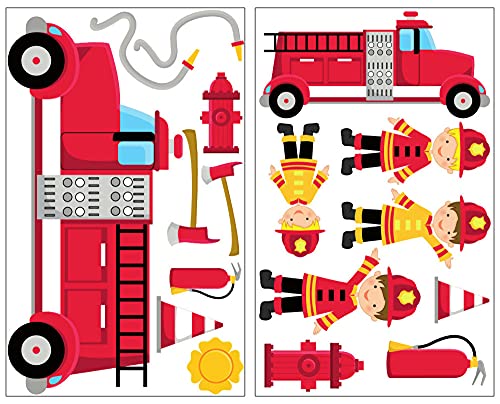 Samunshi® 17x Wandtattoo Feuerwehr Set Wandbilder Kinderzimmer Deko Junge Wandtattoo Kinderzimmer Mädchen Wandsticker Kinderzimmer 2x 16x26cm von Samunshi